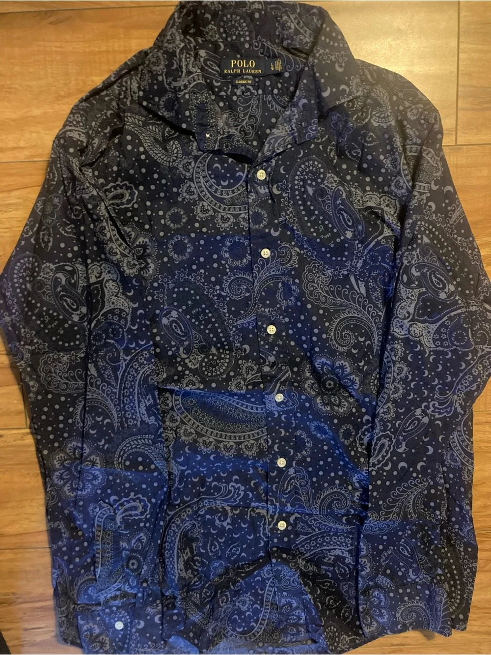 Polo Ralph Lauren Classic Fit Mens Large Navy Paisley Bandana Print Button Shirt